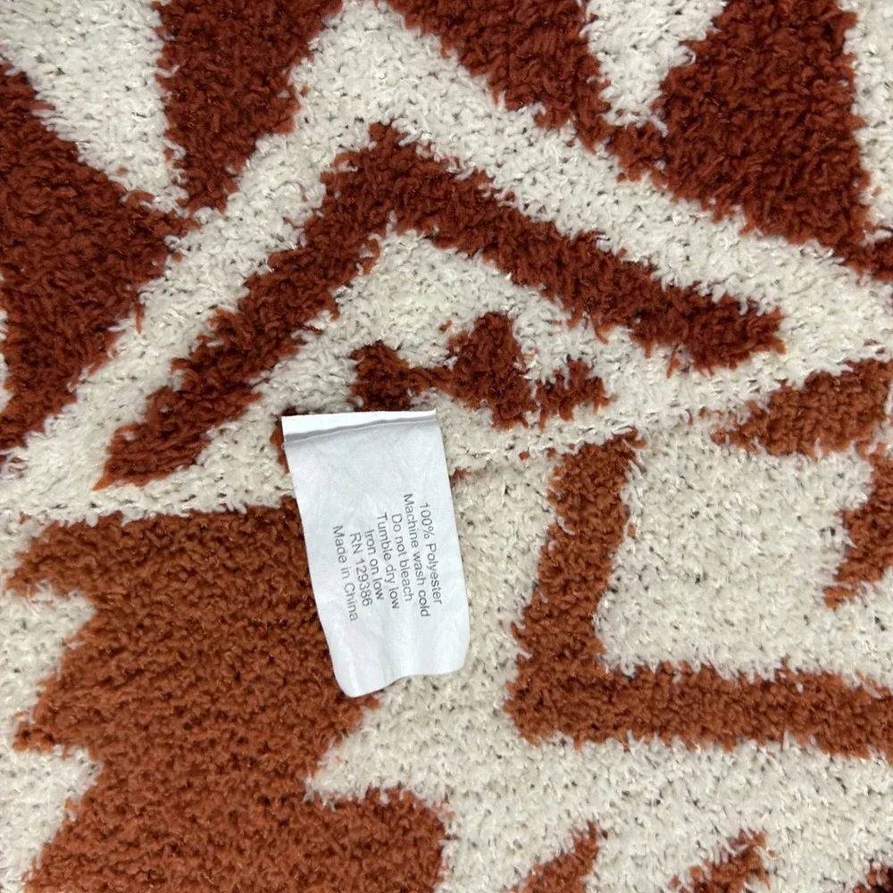 Hobby Lobby Throw Blanket 50x57 Orange Blue Geometric Southwestern Plush